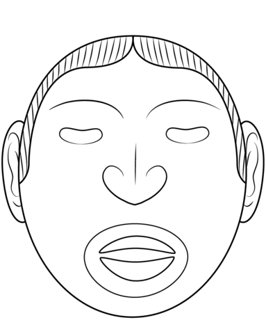 Aztec God Xipe Totec Mask Coloring Page